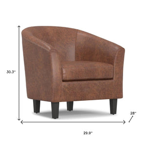HomeRoots 30" Brown and Dark Brown Leather Arm Chair - Stylish Comfort for Living Rooms, Offices, and More! 639171