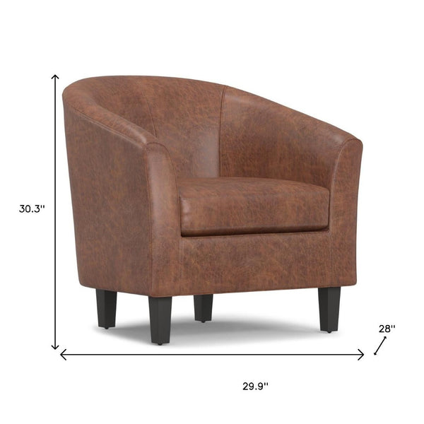 HomeRoots 30" Brown and Dark Brown Leather Arm Chair - Stylish Comfort for Living Rooms, Offices, and More! 639171