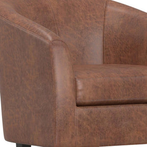 HomeRoots 30" Brown and Dark Brown Leather Arm Chair - Stylish Comfort for Living Rooms, Offices, and More! 639171