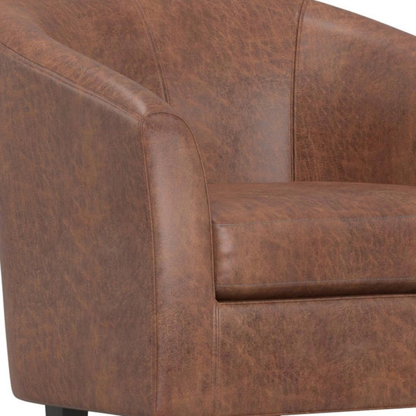 HomeRoots 30" Brown and Dark Brown Leather Arm Chair - Stylish Comfort for Living Rooms, Offices, and More! 639171