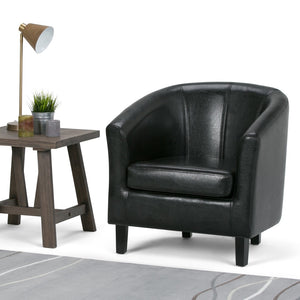 HomeRoots 30" Black and Dark Brown Leather Arm Chair - Contemporary Comfort for Living Room, Office, or Lounge 639173