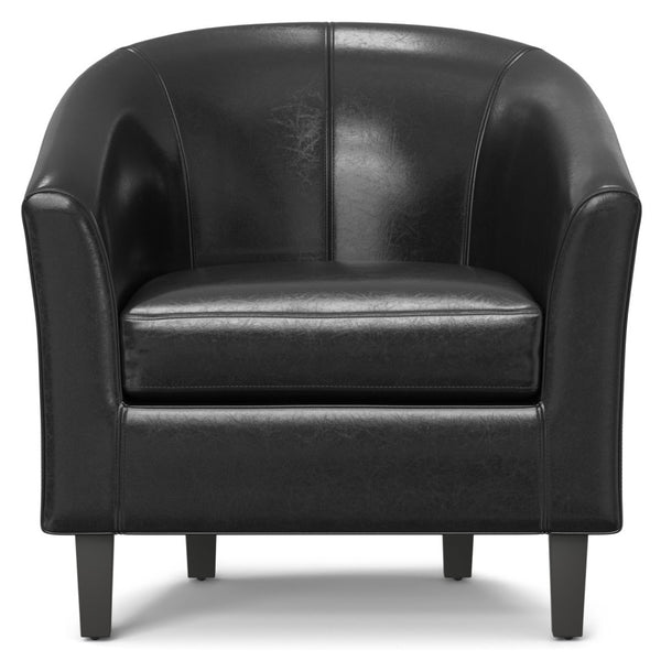 HomeRoots 30" Black and Dark Brown Leather Arm Chair - Contemporary Comfort for Living Room, Office, or Lounge 639173