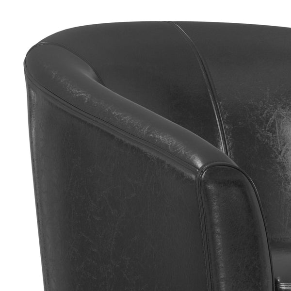 HomeRoots 30" Black and Dark Brown Leather Arm Chair - Contemporary Comfort for Living Room, Office, or Lounge 639173