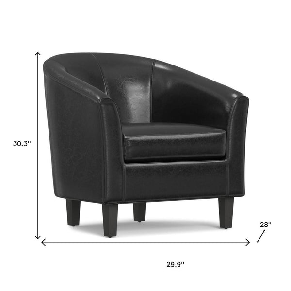 HomeRoots 30" Black and Dark Brown Leather Arm Chair - Contemporary Comfort for Living Room, Office, or Lounge 639173