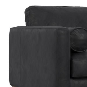 HomeRoots 43" Stylish Black and Brown Leather Arm Chair - Mid-Century Modern Comfort for Your Home Decor 639174