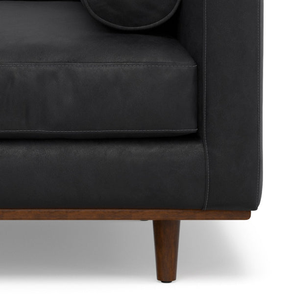 HomeRoots 43" Stylish Black and Brown Leather Arm Chair - Mid-Century Modern Comfort for Your Home Decor 639174