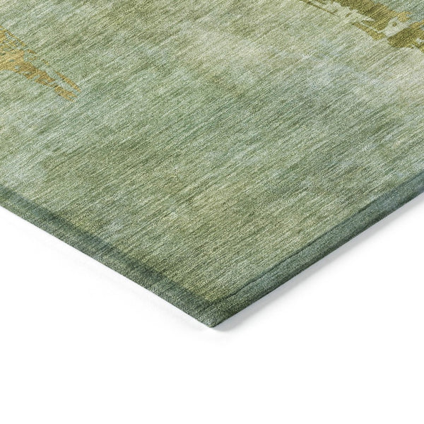 HomeRoots 10' Artichoke Green & Gold Botanical Leaves Rug - Durable, Washable, Indoor/Outdoor Elegance! 639190