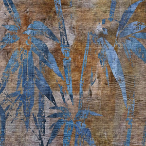 HomeRoots 9' X 12' Brown and Blue Botanical Leaves Area Rug - Durable, Washable, Ideal for Indoor & Outdoor Use 639195