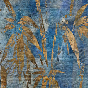 HomeRoots 8' X 10' Blue & Brown Botanical Leaves Rug - Stylish, Durable, Washable for Indoor & Outdoor Use 639200