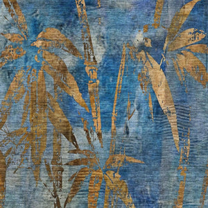 HomeRoots 10' Blue & Brown Botanical Leaves Area Rug - Washable, Durable, Indoor/Outdoor, Pet-Friendly Design! 639202