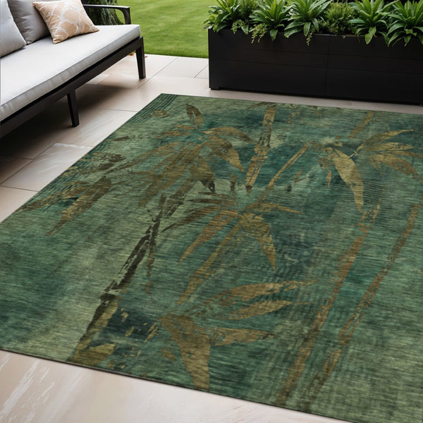 HomeRoots 5' X 8' Botanical Leaves Area Rug - Durable, Washable Design for Indoor & Outdoor Spaces, Easy Care! 639204