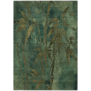 HomeRoots 8' X 10' Botanical Leaves Area Rug - Durable, Washable Indoor/Outdoor Design for Elegant Spaces 639206