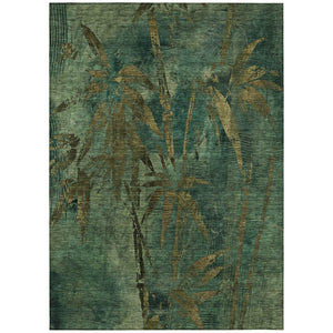 HomeRoots 8' X 10' Botanical Leaves Area Rug - Durable, Washable Indoor/Outdoor Design for Elegant Spaces 639206