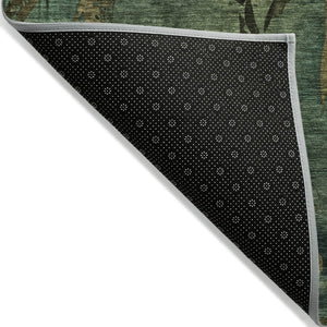 HomeRoots 8' X 10' Botanical Leaves Area Rug - Durable, Washable Indoor/Outdoor Design for Elegant Spaces 639206