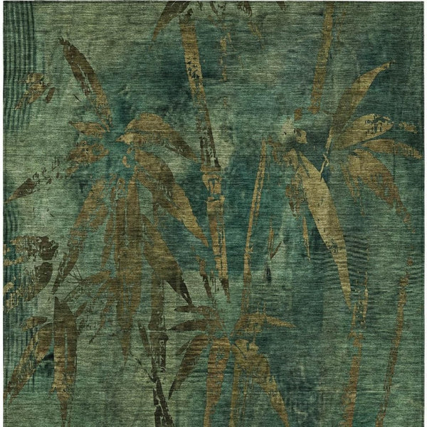 HomeRoots 8' X 10' Botanical Leaves Area Rug - Durable, Washable Indoor/Outdoor Design for Elegant Spaces 639206