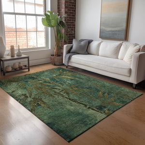 HomeRoots 8' X 10' Botanical Leaves Area Rug - Durable, Washable Indoor/Outdoor Design for Elegant Spaces 639206