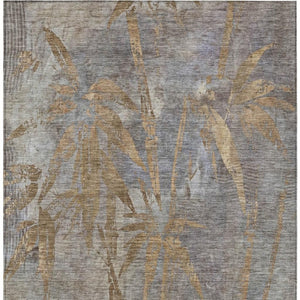 HomeRoots 8' X 10' Khaki and Gray Botanical Leaves Rug – Durable, Washable, Stylish for Indoor & Outdoor Use! 639212