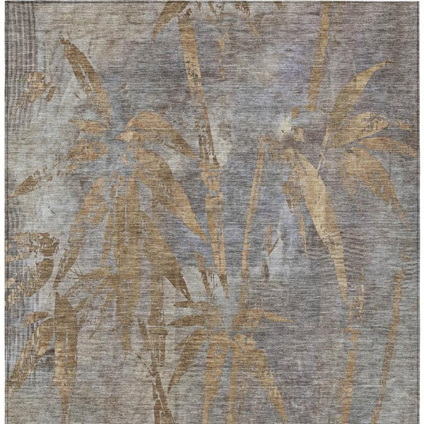 HomeRoots 8' X 10' Khaki and Gray Botanical Leaves Rug – Durable, Washable, Stylish for Indoor & Outdoor Use! 639212