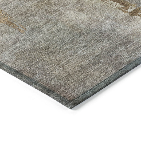HomeRoots 9' X 12' Khaki & Gray Botanical Leaves Area Rug - Washable, Durable, Indoor/Outdoor Style for Any Space 639213