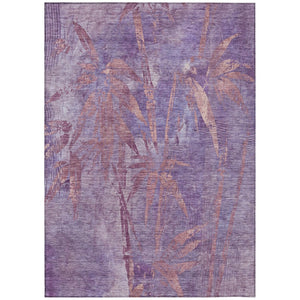 HomeRoots 5' X 8' Stylish Plum and Blush Botanical Leaves Area Rug - Washable, Durable, Indoor/Outdoor Use 639216