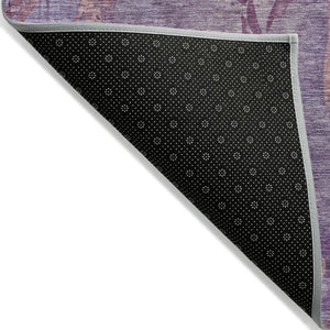 HomeRoots 5' X 8' Stylish Plum and Blush Botanical Leaves Area Rug - Washable, Durable, Indoor/Outdoor Use 639216
