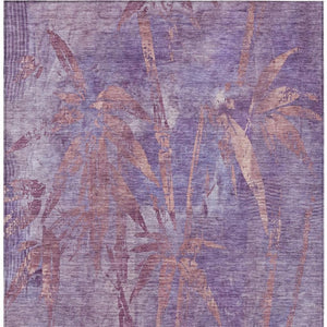HomeRoots 9' X 12' Plum And Blush Botanical Leaves Rug - Stylish, Washable Design for Indoor & Outdoor Spaces 639219
