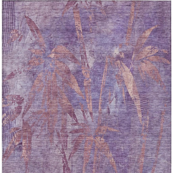 HomeRoots 9' X 12' Plum And Blush Botanical Leaves Rug - Stylish, Washable Design for Indoor & Outdoor Spaces 639219