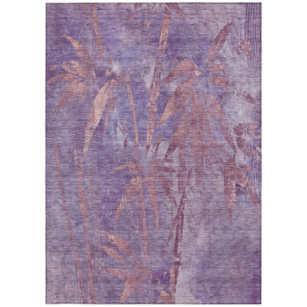 HomeRoots 9' X 12' Plum And Blush Botanical Leaves Rug - Stylish, Washable Design for Indoor & Outdoor Spaces 639219