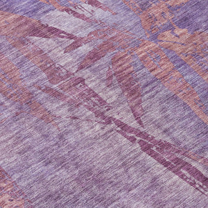 HomeRoots 10' X 14' Stylish Plum & Blush Botanical Leaves Indoor/Outdoor Area Rug – Washable & Durable Design! 639220