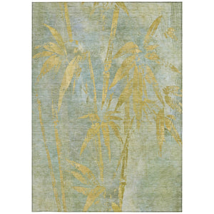 HomeRoots 5' X 8' Sage Botanical Leaves Indoor-Outdoor Rug - Washable, Durable, Stylish for High Traffic Areas 639228