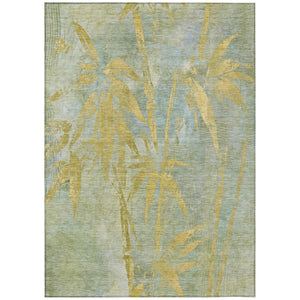 HomeRoots 10' Sage and Gold Botanical Leaves Washable Area Rug – Durable, Stylish for Indoor & Outdoor Use! 639232