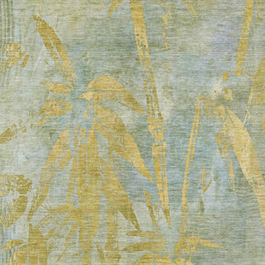HomeRoots 10' Sage and Gold Botanical Leaves Washable Area Rug – Durable, Stylish for Indoor & Outdoor Use! 639232
