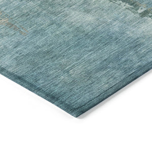 HomeRoots 5' X 8' Versatile Pale Aqua & Beige Botanical Leaves Rug - Washable, Durable, Indoor/Outdoor Use! 639234