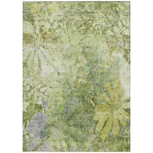 HomeRoots 5' X 8' Artichoke Green Floral Area Rug - Elegant, Washable, Indoor/Outdoor, Durable & Easy-Care Design 639252