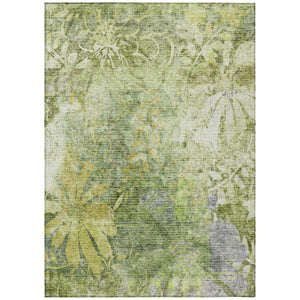 HomeRoots 5' X 8' Artichoke Green Floral Area Rug - Elegant, Washable, Indoor/Outdoor, Durable & Easy-Care Design 639252