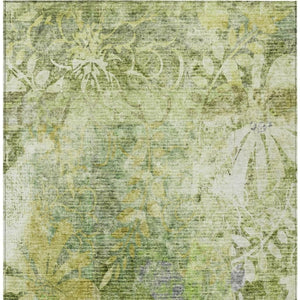 HomeRoots 5' X 8' Artichoke Green Floral Area Rug - Elegant, Washable, Indoor/Outdoor, Durable & Easy-Care Design 639252