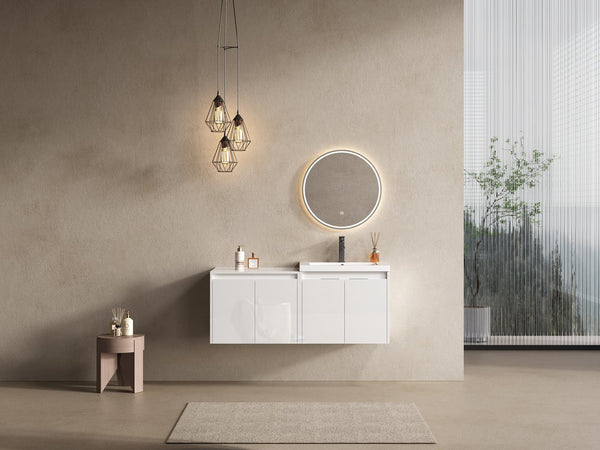 English Elm 48" Bathroom Vanity With Resin Sink, Soft-Close Doors & Wall Cabinet - Modern Floating Design! W999S00421