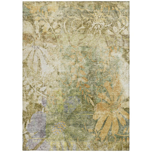 HomeRoots 5' Durable Brown and Ivory Floral Area Rug - Washable Indoor/Outdoor Design for High-Traffic Spaces 639258