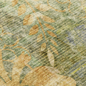HomeRoots 8' Brown and Ivory Round Floral Area Rug - Washable, Stain-Resistant, Perfect for Indoor & Outdoor Use 639259