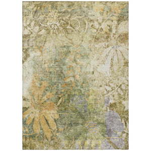 HomeRoots 8' X 10' Floral Washable Area Rug - Durable Brown & Ivory Design for Indoor/Outdoor Spaces, Easy Care! 639260