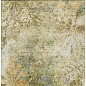 HomeRoots 9' X 12' Brown Floral Area Rug - Elegant Washable Indoor/Outdoor Design for High-Traffic Areas 639261