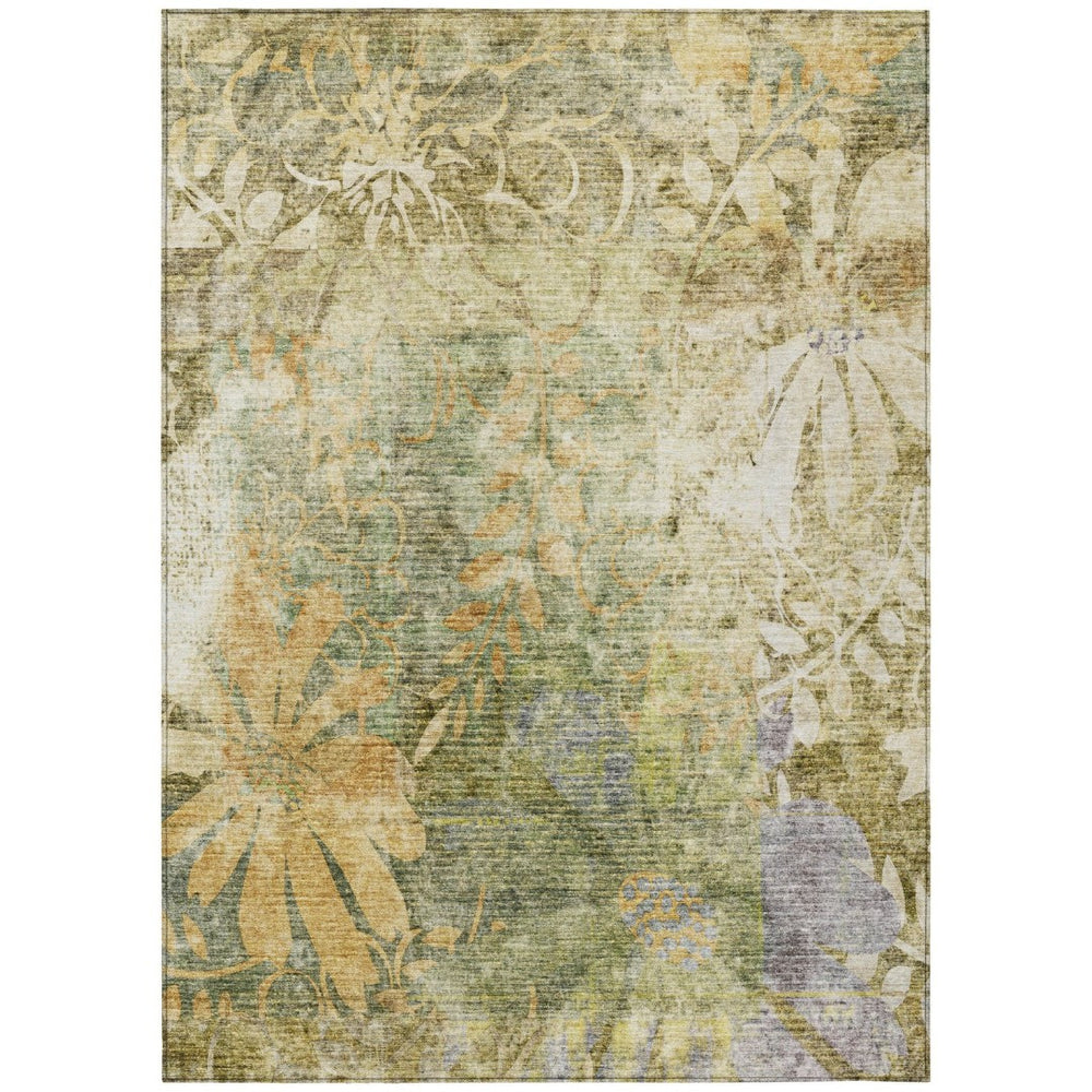 HomeRoots 9' X 12' Brown Floral Area Rug - Elegant Washable Indoor/Outdoor Design for High-Traffic Areas 639261
