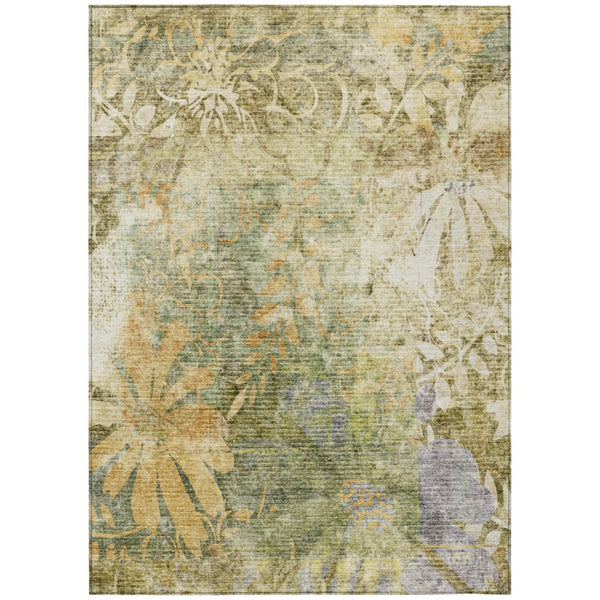 HomeRoots 9' X 12' Brown Floral Area Rug - Elegant Washable Indoor/Outdoor Design for High-Traffic Areas 639261