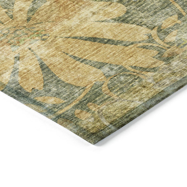 HomeRoots 9' X 12' Brown Floral Area Rug - Elegant Washable Indoor/Outdoor Design for High-Traffic Areas 639261