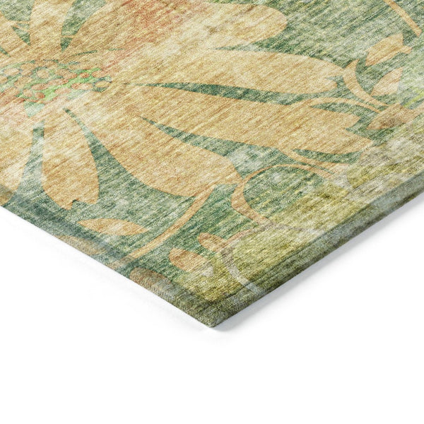 HomeRoots 8' X 10' Green and Ivory Floral Washable Area Rug - Stylish, Durable, and Perfect for Indoor/Outdoor Use 639266