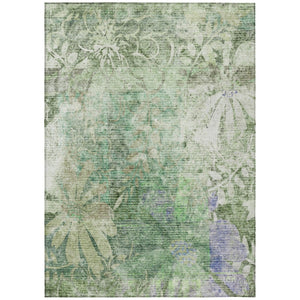 HomeRoots 5' Teal Blue & Ivory Floral Washable Area Rug - Durable, Stylish, Indoor/Outdoor for High-Traffic Spaces 639270