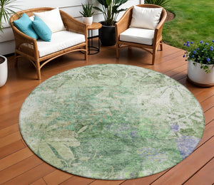 HomeRoots 8' Teal Blue Floral Area Rug – Stylish, Washable, Indoor/Outdoor, Stain-Resistant, Perfect for High-Traffic Spaces 639271
