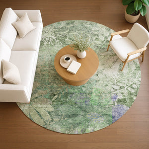 HomeRoots 8' Teal Blue Floral Area Rug – Stylish, Washable, Indoor/Outdoor, Stain-Resistant, Perfect for High-Traffic Spaces 639271