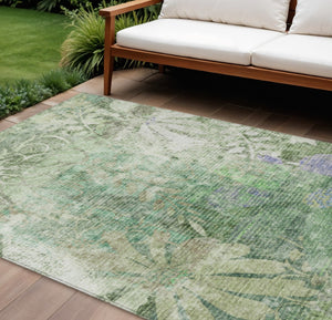 HomeRoots 9' Teal Blue and Ivory Floral Area Rug - Washable, Durable, Stylish for Indoor & Outdoor Spaces 639273