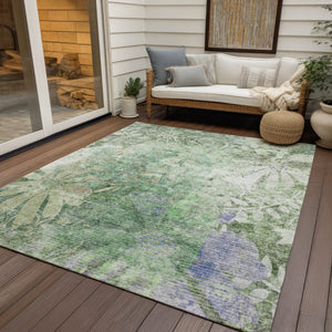 HomeRoots 9' Teal Blue and Ivory Floral Area Rug - Washable, Durable, Stylish for Indoor & Outdoor Spaces 639273